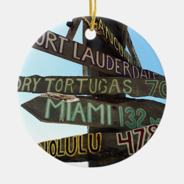 Key West Signs Ceramic Ornament (Front)