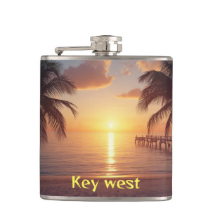 Key west sunset hip flask