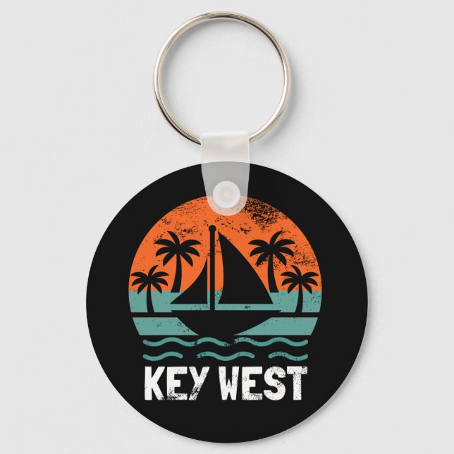 Key West Sunset Retro Vacation Keychain (Front)