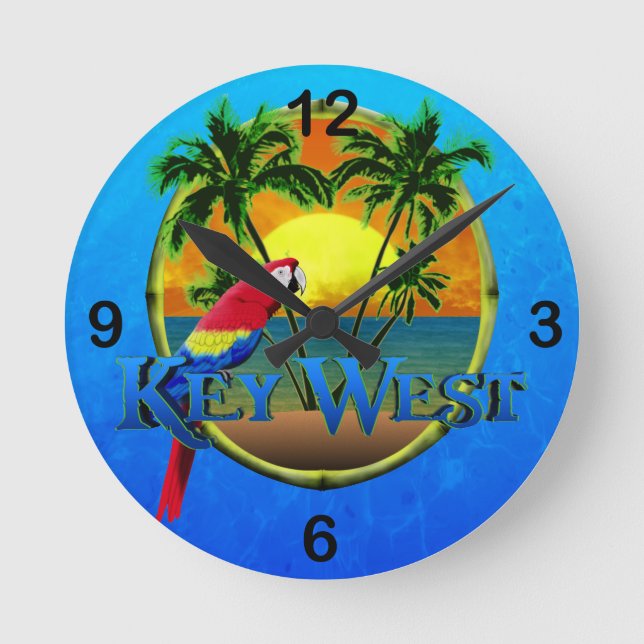 Key West Sunset Round Clock (Front)