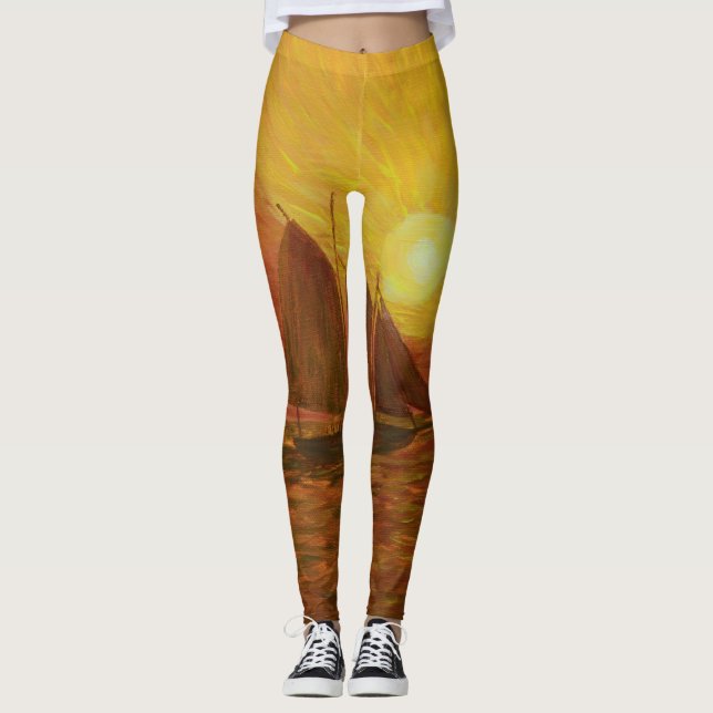 Key West Sunset Sailing Leggings (Front)