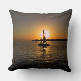 Key West Sunset Sailing Throw Pillow