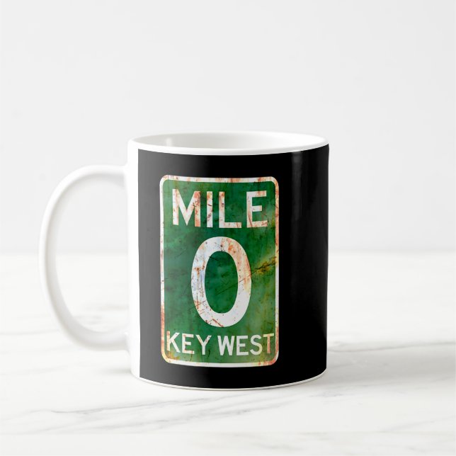 Key West T Shirt Mile 0 Florida Sign Tee Rusted Coffee Mug (Left)