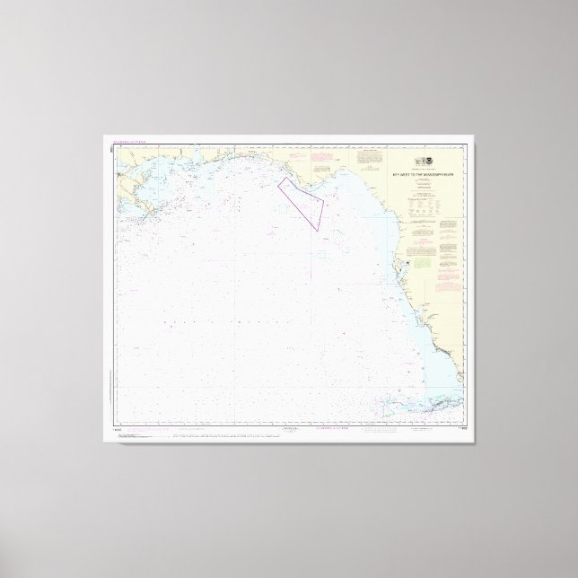 Key West to the Mississippi River Nautical Chart Canvas Print (Front)