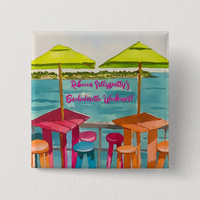 Key West Vibes Bachelorette Weekend 2 Inch Square Button (Front)