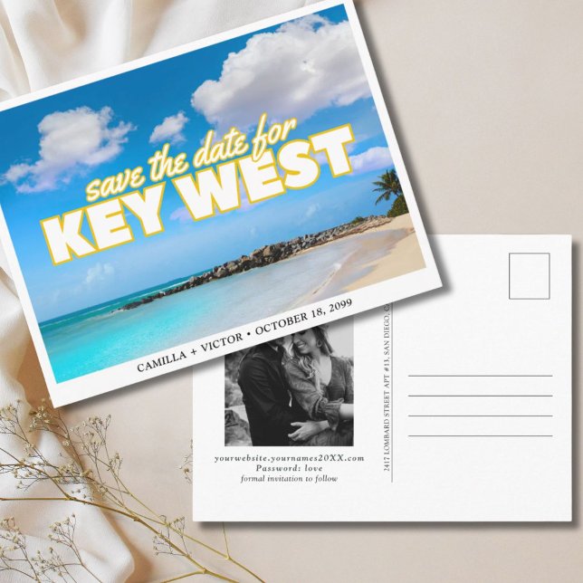 Key West Wedding Enregistrer la date Carte postale (Key West Wedding Save the Date Postcard
)