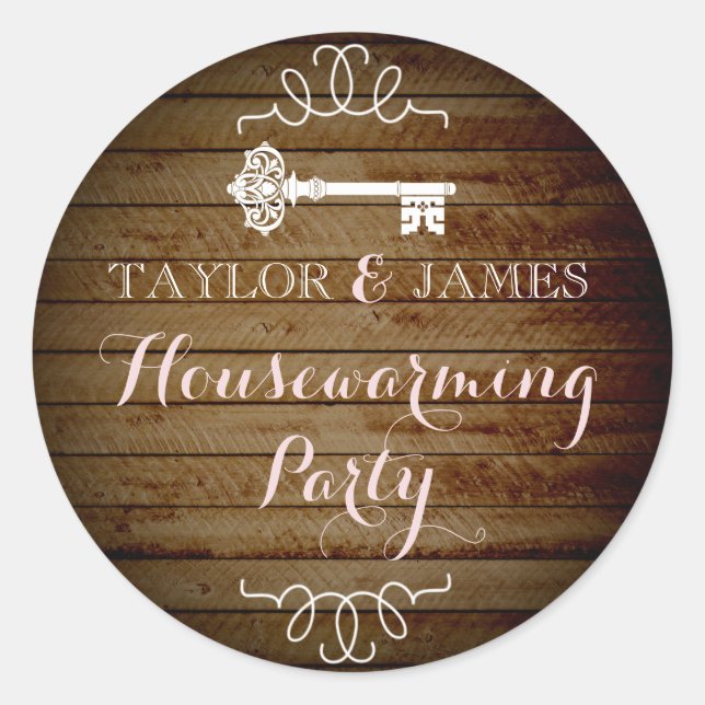 Key Wood Look Housewarming Stickers (Front)