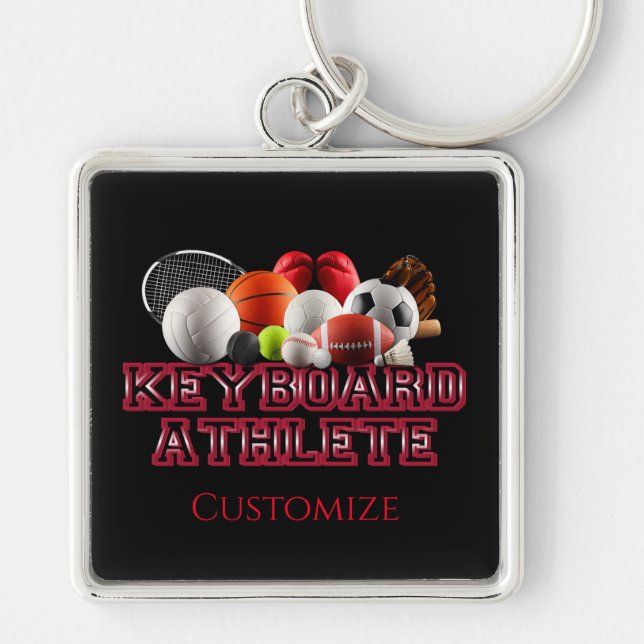 Keyboard Athlete Humour Premium Key Chain (Front)