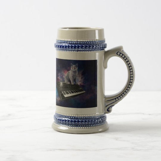 keyboard cat - cat music - space cat beer stein
