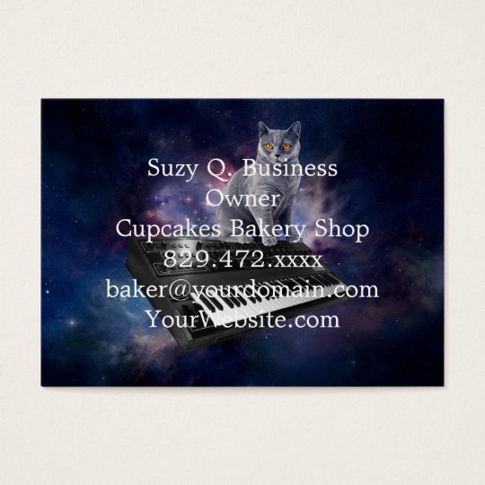 keyboard cat - cat music - space cat business card