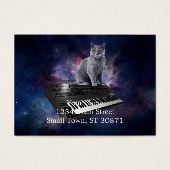 keyboard cat - cat music - space cat business card