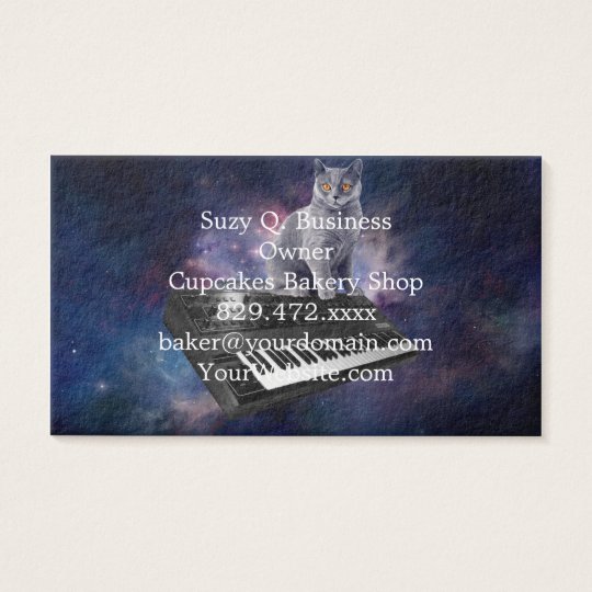 keyboard cat - cat music - space cat business card