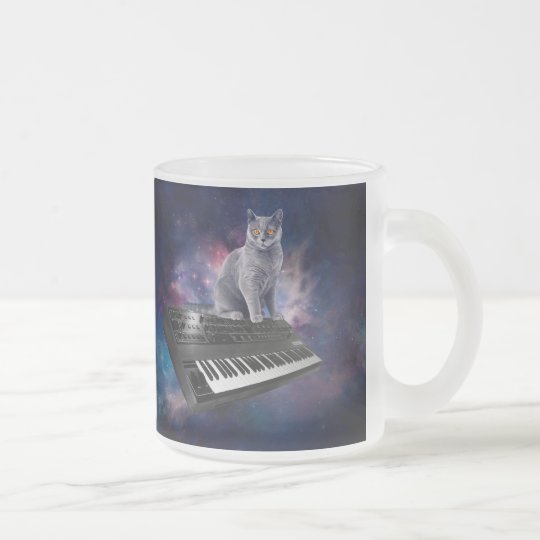 keyboard cat - cat music - space cat frosted glass coffee mug
