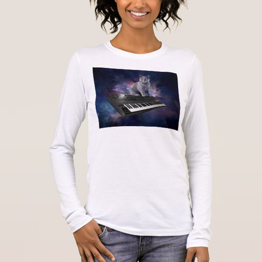 keyboard cat - cat music - space cat long sleeve T-Shirt