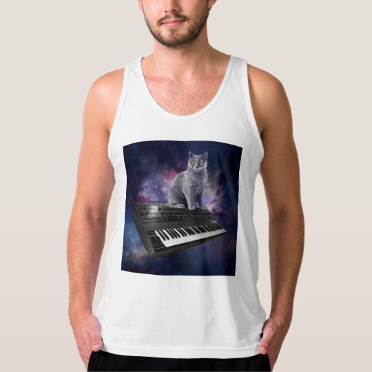 keyboard cat - cat music - space cat tank top