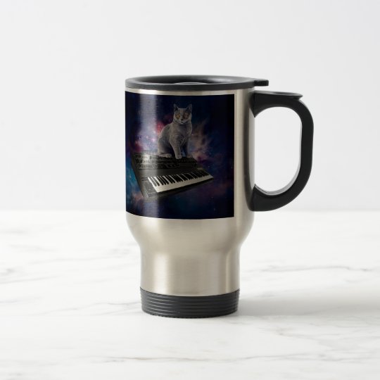 keyboard cat - cat music - space cat travel mug