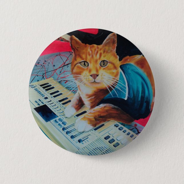 Keyboard Cat Painting Gear 2 Inch Round Button (Front)