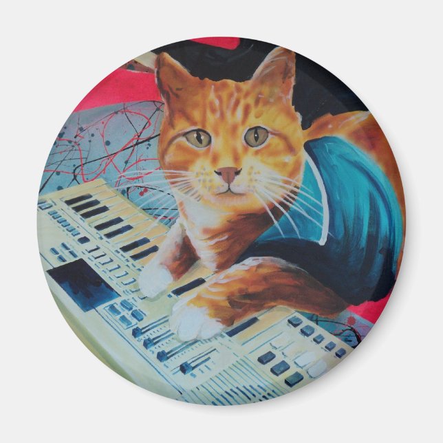 Keyboard Cat Painting Gear Magnet (Front)