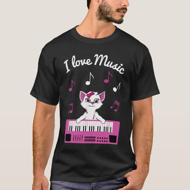 Keyboard Cat Shirt Cute Kitten Piano Player Presen (Front)