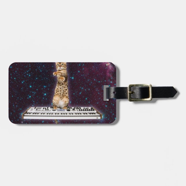Keyboard cat strikes again luggage tag (Front Horizontal)