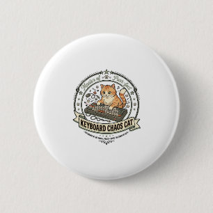 Keyboard Chaos Cat Keyboard Chaos Cat Vintage Vect 2 Inch Round Button