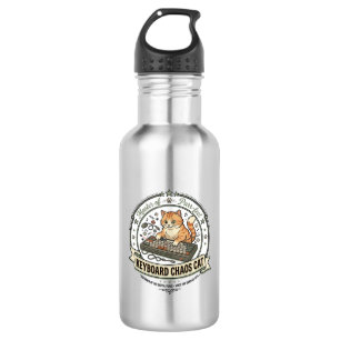 Keyboard Chaos Cat Keyboard Chaos Cat Vintage Vect 532 Ml Water Bottle