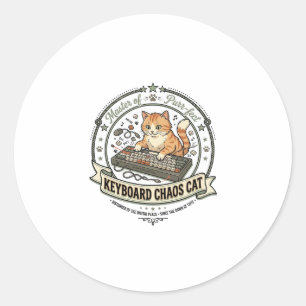 Keyboard Chaos Cat Keyboard Chaos Cat Vintage Vect Classic Round Sticker