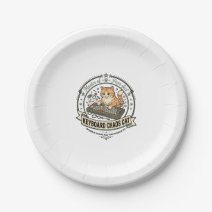 Keyboard Chaos Cat Keyboard Chaos Cat Vintage Vect Paper Plate