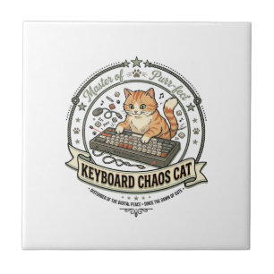 Keyboard Chaos Cat Keyboard Chaos Cat Vintage Vect Tile