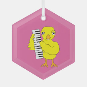 Keyboard Chick Text Glass Ornament