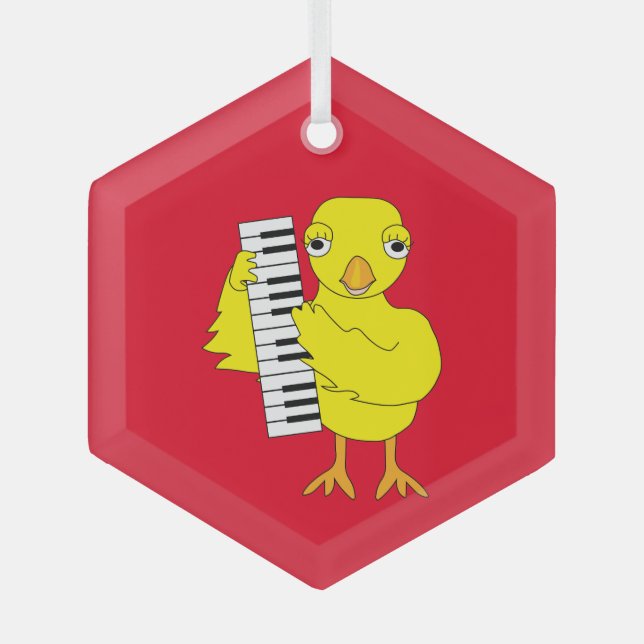 Keyboard Chick Text Glass Ornament (Front)