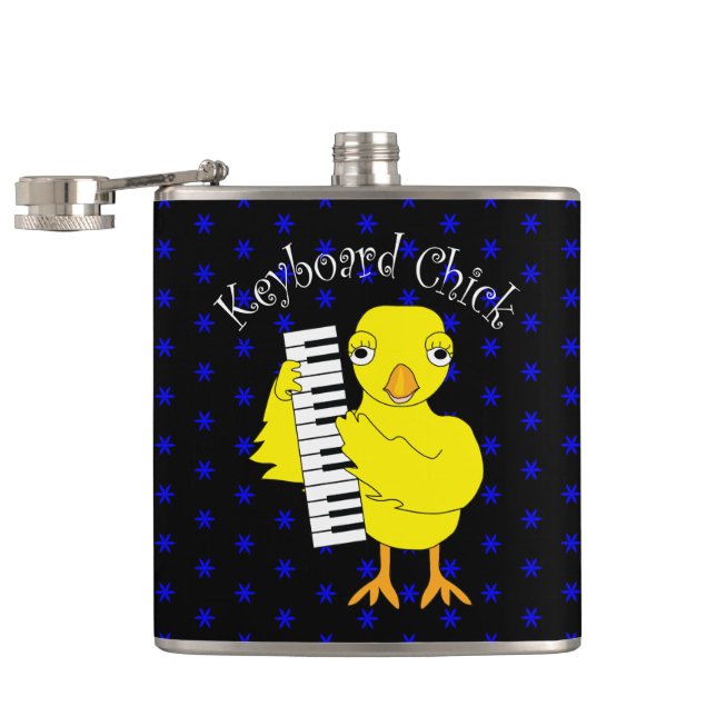 Keyboard Chick Text Hip Flask (Opened)