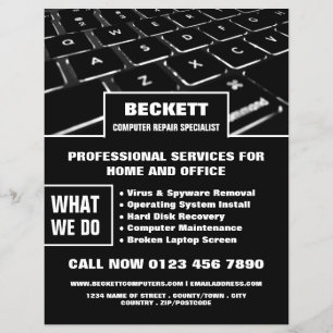 Keyboard, Computer Repair Specialist Advertising Flyer