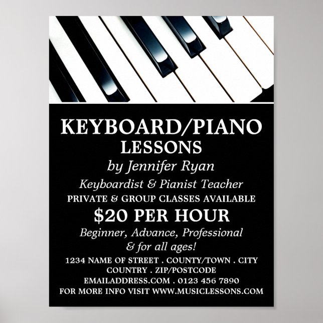 Keyboard Keys, Keyboard, Piano Lessons Poster (Front)
