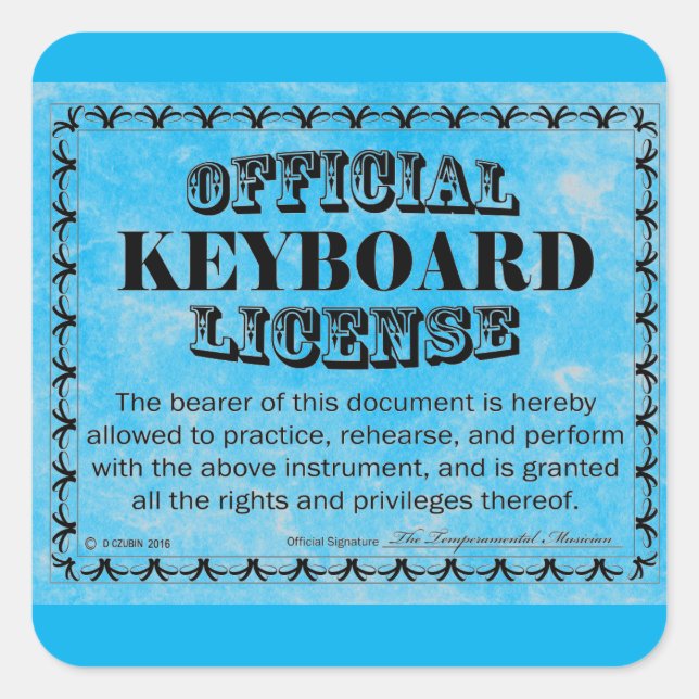 Keyboard License Square Sticker (Front)