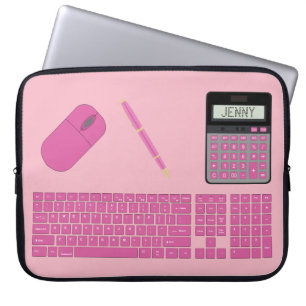 Keyboard, Mouse, Calculator and Pen graphic Laptop Sleeve