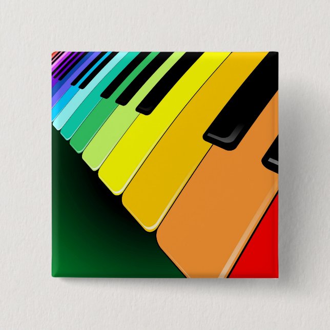 Keyboard Music Party Colours 2 Inch Square Button (Front)