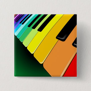Keyboard Music Party Colours 2 Inch Square Button