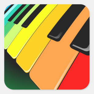 Keyboard Music Party Colours Square Sticker