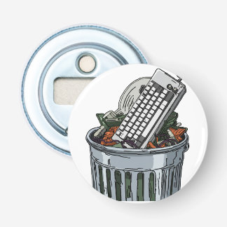 Keyboard on trashcan bottle opener