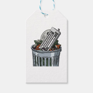 Keyboard on trashcan gift tags