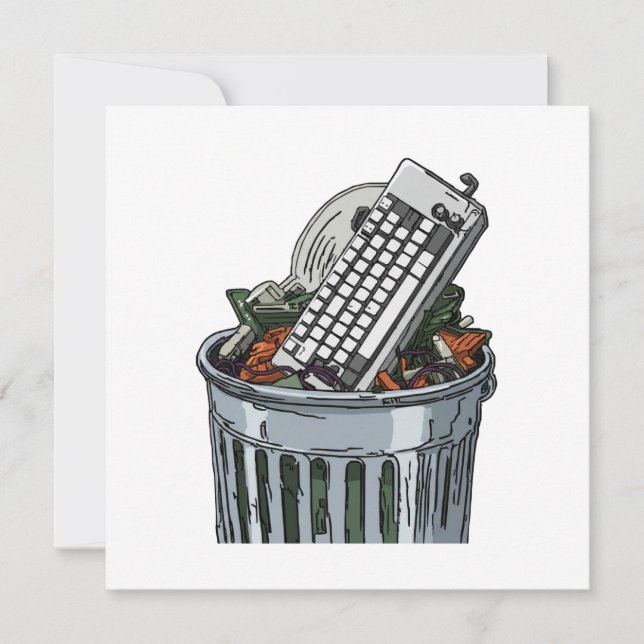 Keyboard on trashcan invitation (Front)
