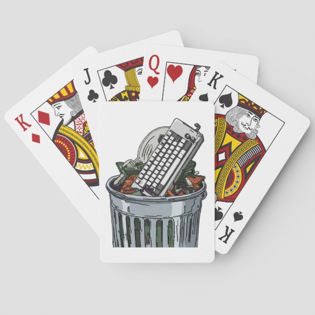 Keyboard on trashcan playing cards (Back)