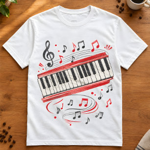 Keyboard Piano Art "Keyboard Notes" Musicians T-Shirt