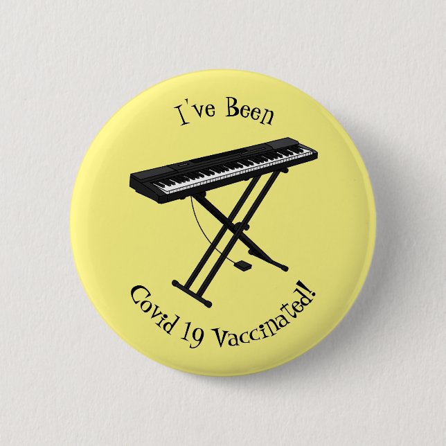 Keyboard piano cartoon illustration 2 inch round button (Front)