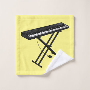 Keyboard piano cartoon illustration bath towel set