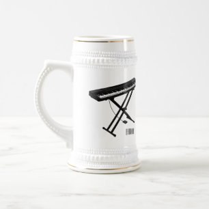 Keyboard piano cartoon illustration beer stein