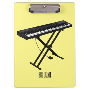 Keyboard piano cartoon illustration clipboard