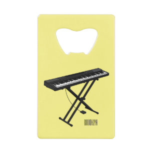 Keyboard piano cartoon illustration credit card bottle opener