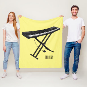 Keyboard piano cartoon illustration fleece blanket